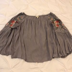 Purple EmbroideredBabydoll Top